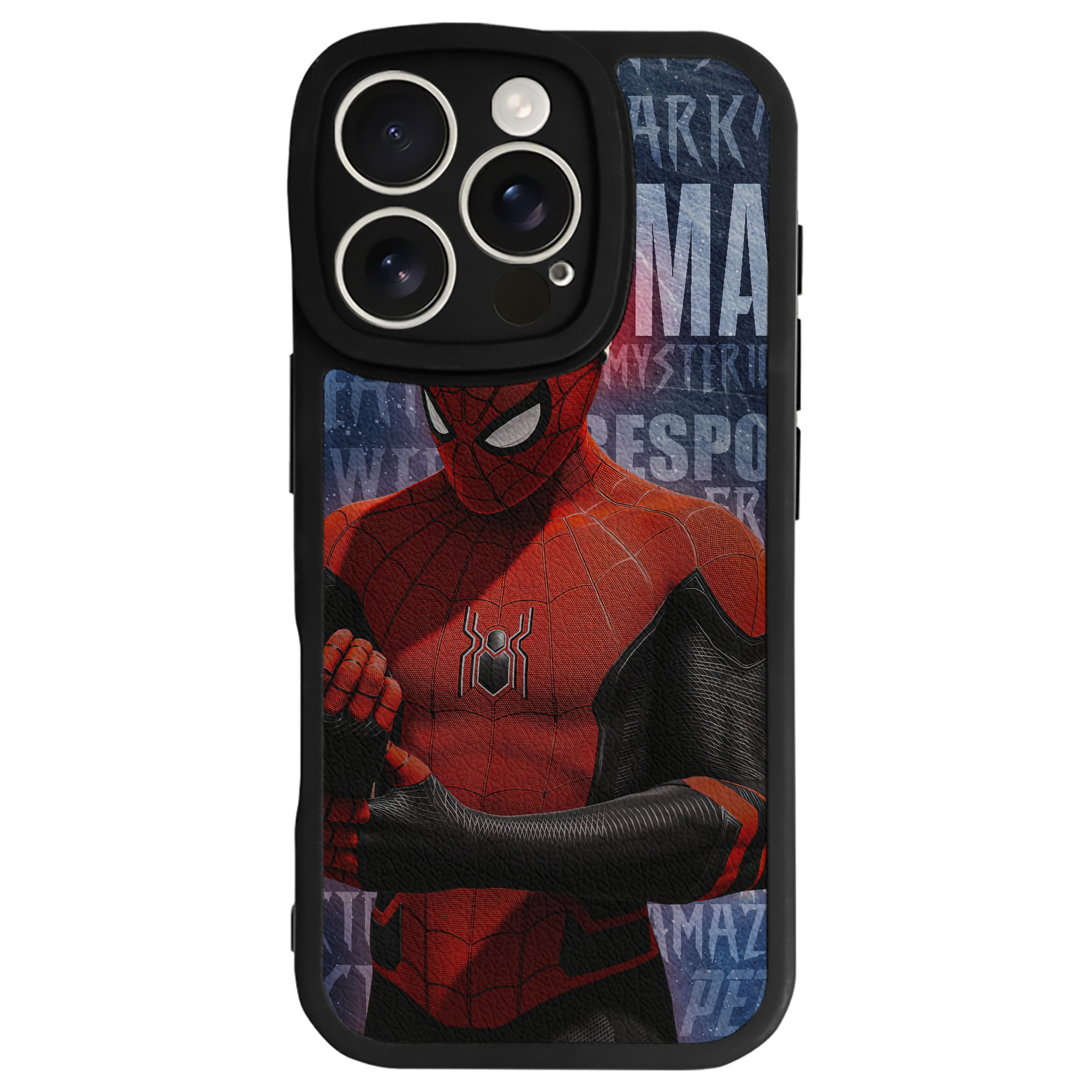 （画像用） Spider Man スパイダーマン 【iPhone 16シリーズ対応】シリコンスマホケース（レザー調） 材質：シリコン